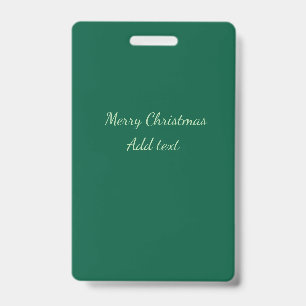 Crachá Feliz Natal verde fundo simples feriado