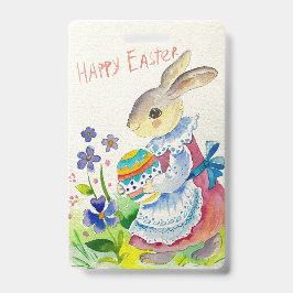 Crachá Felz pascoa. Belo coelho, ovos brancos