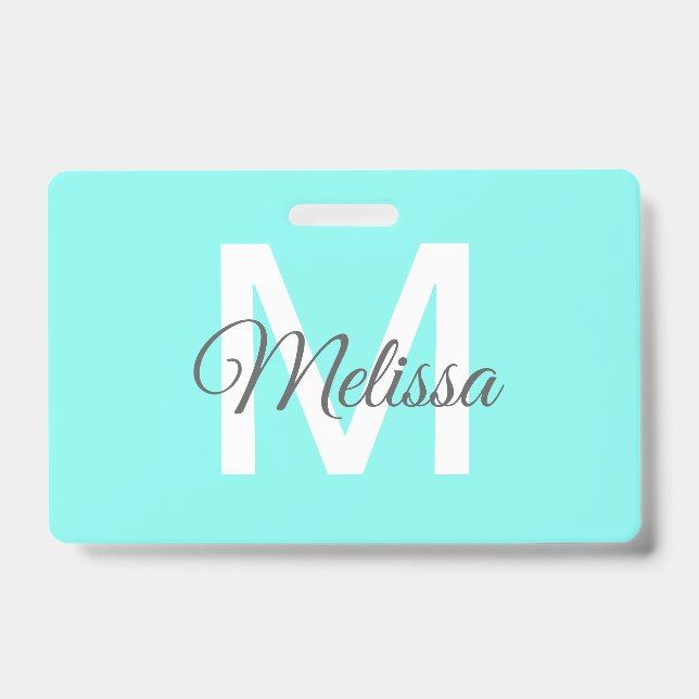 Crachá feminino chique praia abstrato turquesa azul aqua (Frente)