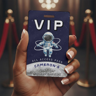 Crachá Festa de Aniversário do Astronauta 1ª Viagem ao Re