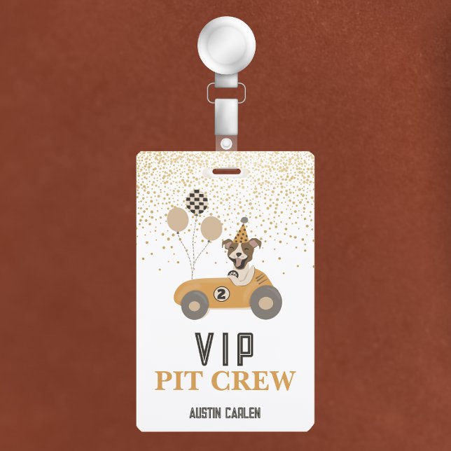 Crachá Festa de Aniversário VIP Cachorro de Corrida (Criador carregado)