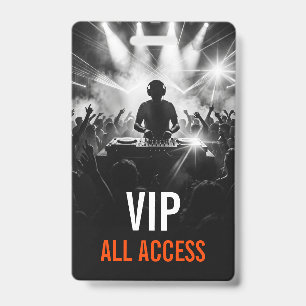 Crachá Festa de DJ Preto e Branco Concerto VIP Acesso Tot