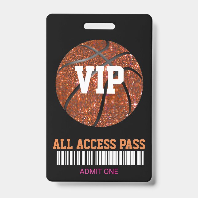 Crachá Festa de Passe de Basquete, Convite VIP, garota (Frente)