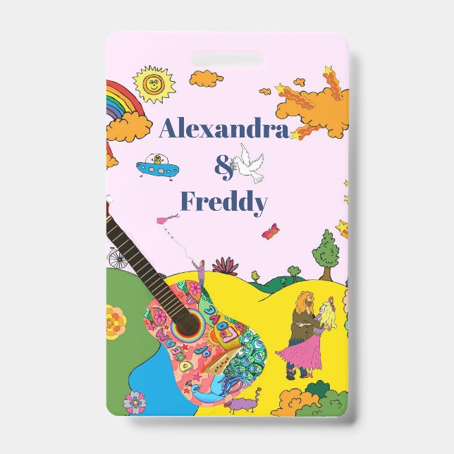 Crachá Festival Russo de Casamento Hippie (Frente)