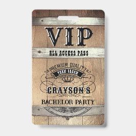 Crachá Ficha VIP de Despedida de Solteiro Rústico