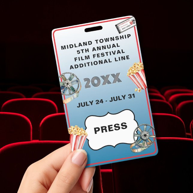 Crachá FILM FESTIVAL Stylish Custom Personalized  (Criador carregado)