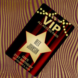Crachá Filmes e Luzes Douradas de Star Hollywood VIP Pass