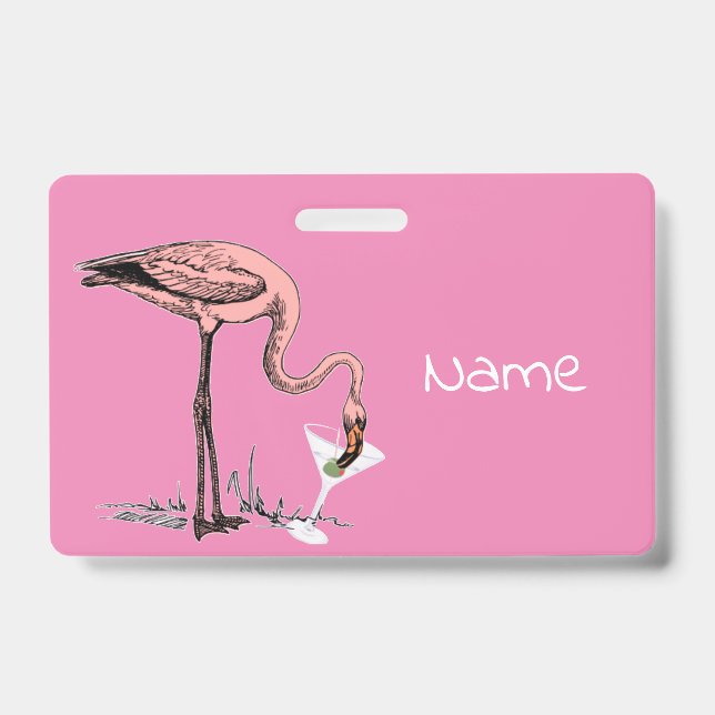 Crachá Flamingo Drinking Martini Thunder_Cove (Frente)