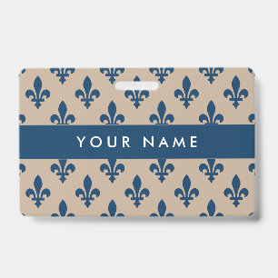 Crachá Fleur de Lis Pattern, Francês, Real, Azul Marinho