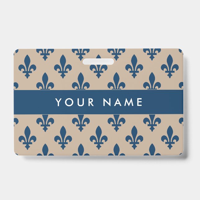 Crachá Fleur de Lis Pattern, Francês, Real, Azul Marinho (Frente)
