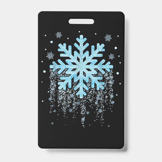 Crachá Floco de neve Natal de inverno (Frente)