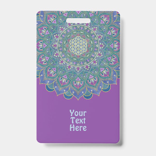 Crachá Flor da Vida - Mandala Estilo Índia 1 (Frente)