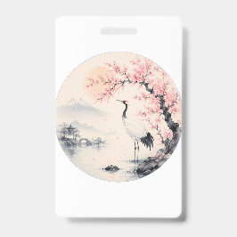 Crachá Flor de Cerejeira Japonesa Sakura e Grou Estética