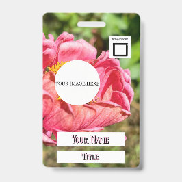 Crachá Flor de Zínia Rosa Logotipo de Imagem Personalizad