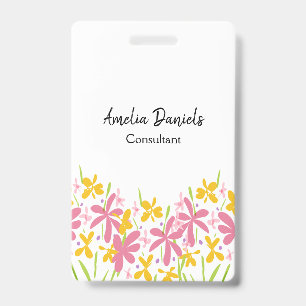 Crachá Floral Rosa e Amarelo Bonito