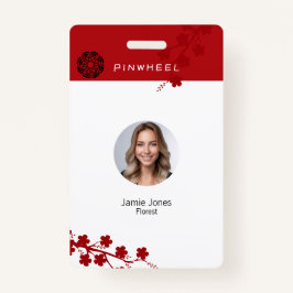 Crachá Floral Vermelho Negrito