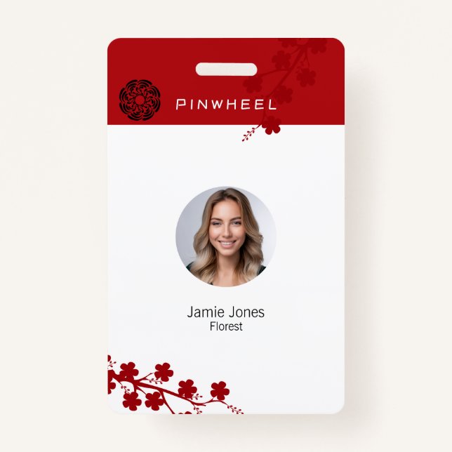 Crachá Floral Vermelho Negrito (Frente)