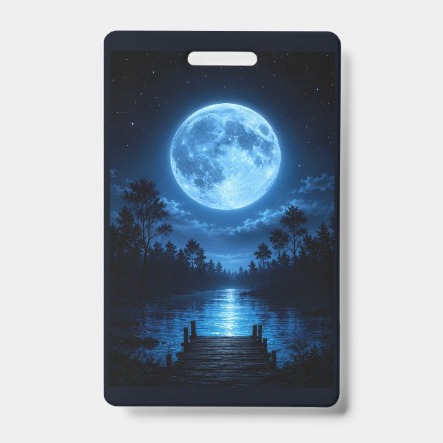 Crachá Floresta Celestial Iluminada pela Lua Reflexo Esté (Frente)