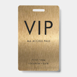 Crachá Fonte Simples VIP em Metalizado Bronze Escovado