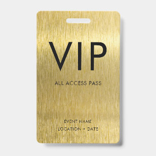 Crachá Fonte VIP Simple em Metalizado Dourado Brilhante