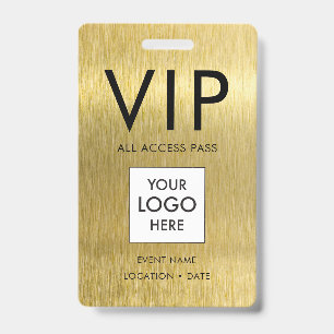 Crachá Fonte VIP Simple em Metalizado Dourado Escovado