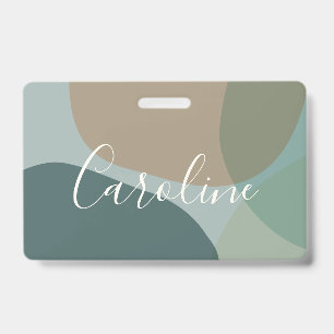 Crachá Formas Abstratas em Azul Personalizado Nome em Let