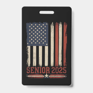 Crachá Formatura da turma de 2025 Bandeira Americana EUA