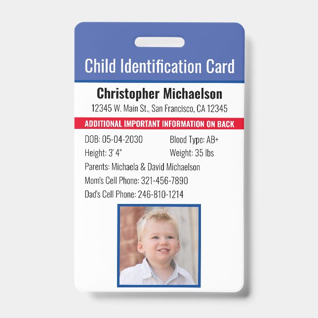 Crachá Foto de Alergia de Emergência para Identificação d (Frente)