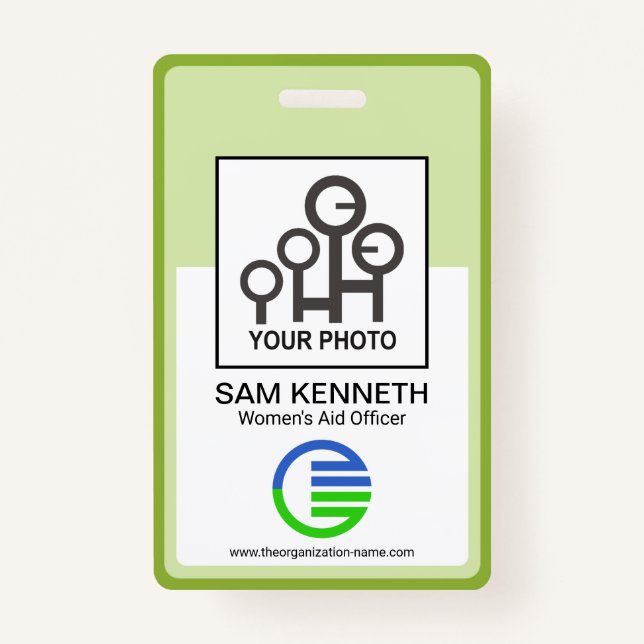 Crachá Foto de Enfermeiro de Enfermeiro de Borda Verde (Frente)