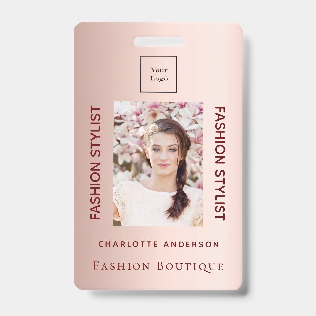 Crachá Foto de funcionário em ouro rosa (Frente)