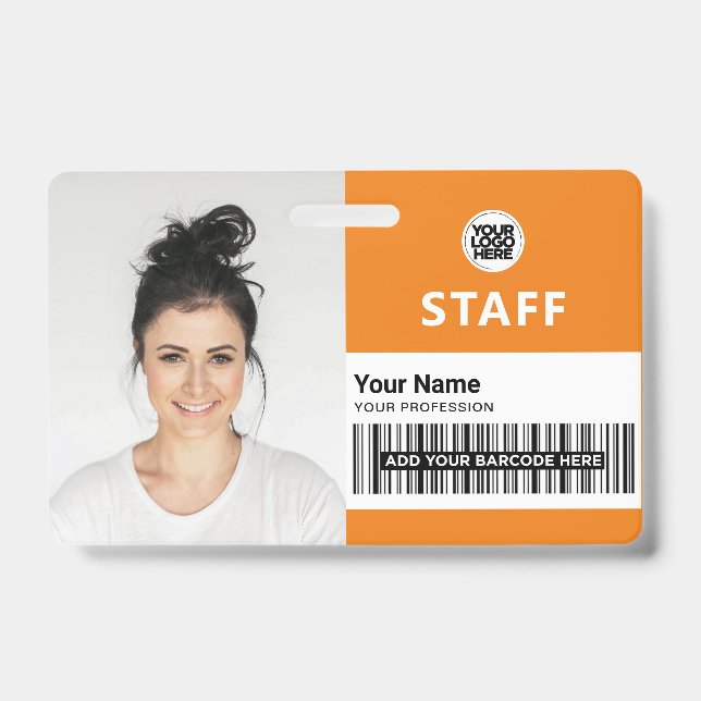 Crachá Foto de Funcionário Personalizada, Código de Barra (Frente)