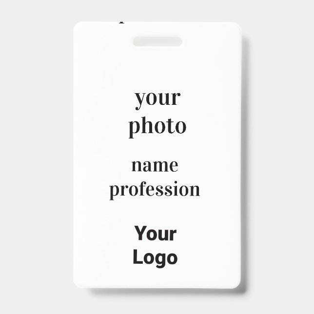Crachá foto de funcionário personalizada, código de barra (Frente)