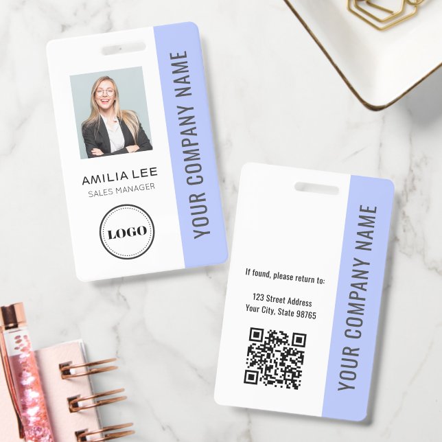 Crachá Foto de Funcionário Personalizada, Código Qr, Logo (Escritório)
