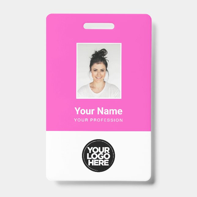 Crachá Foto de Funcionário Personalizada, Código Qr, Logo (Frente)