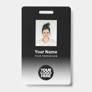Crachá Foto de Funcionário Personalizada Gradiente Preto