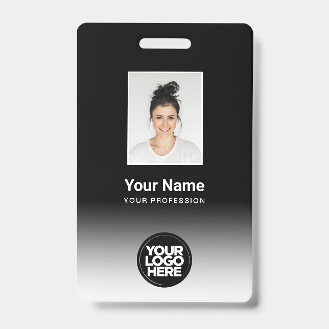 Crachá Foto de Funcionário Personalizada Gradiente Preto  (Frente)
