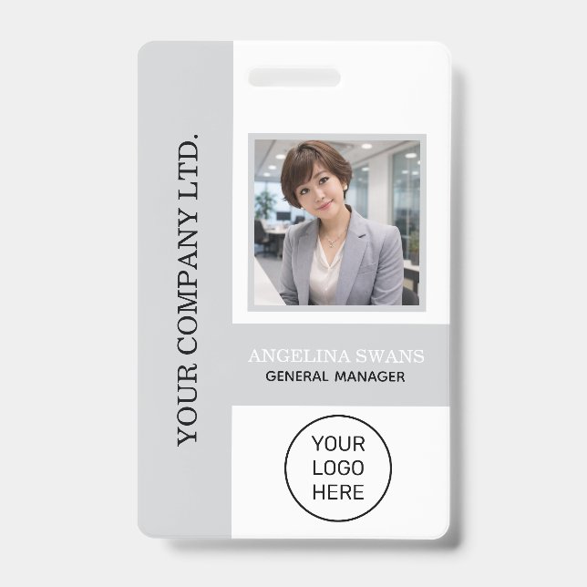 Crachá Foto de Funcionário Personalizada, Logotipo, Nome, (Frente)