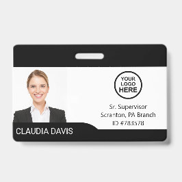 Crachá Foto de funcionário personalizada, nome, logotipo,