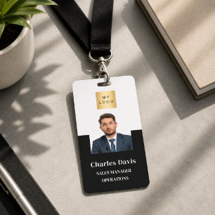 Crachá Foto de funcionário preto e branco ID empresa segu
