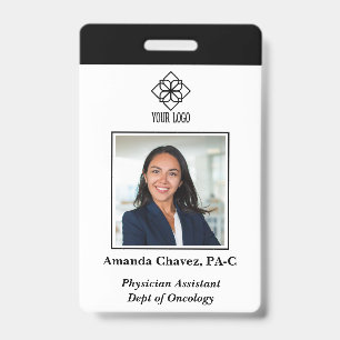 Crachá Foto de ID de Funcionário Personalizada Preta Vert