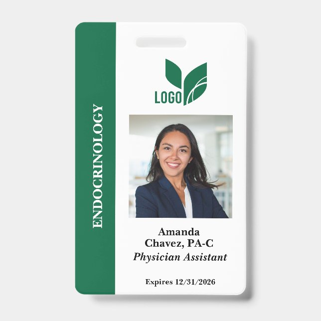 Crachá Foto de ID de Funcionário Personalizada Verde Nome (Frente)