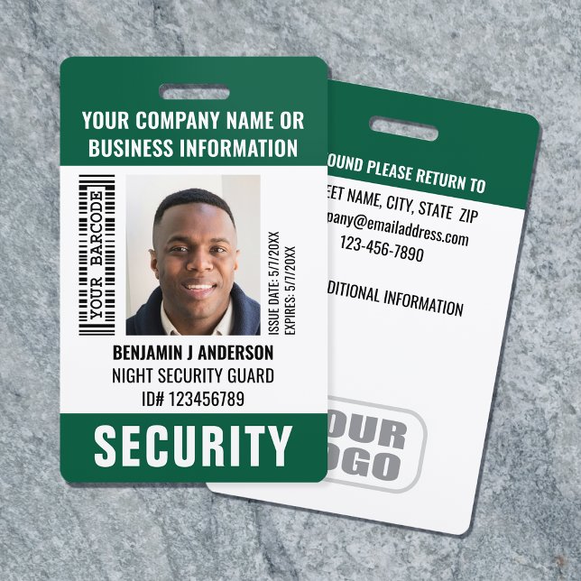 Crachá Foto de ID Personalizado de Segurança Nome Código  (Criador carregado)