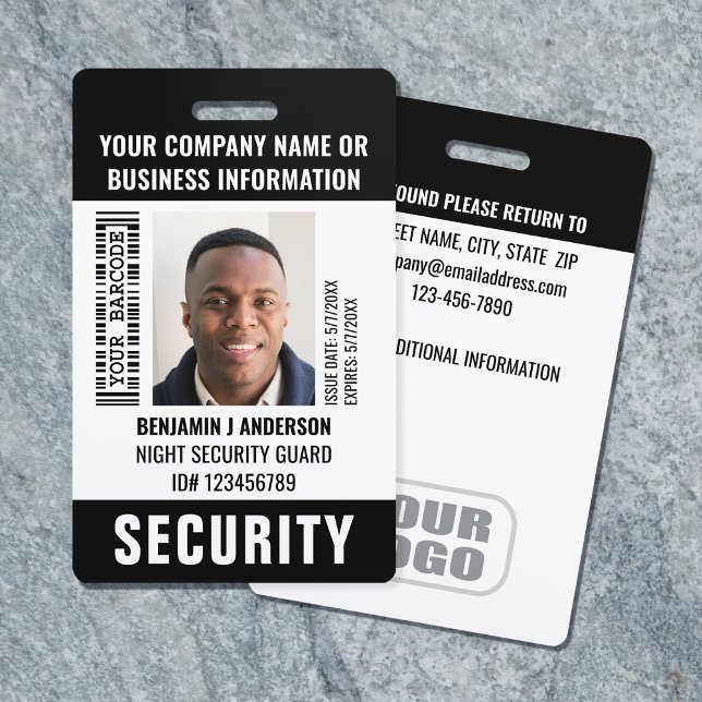 Crachá Foto de ID Personalizado de Segurança Nome Código  (Criador carregado)