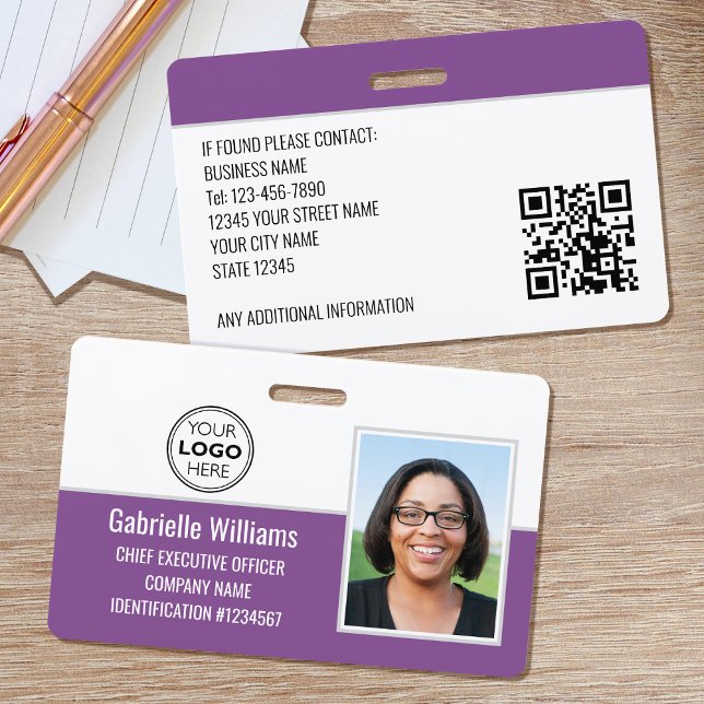 Crachá Foto de Segurança de ID de Funcionário da Empresa  (Criador carregado)
