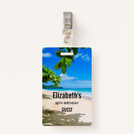 Crachá Foto de um Bonito Convidado de Praia Tropical Sunn