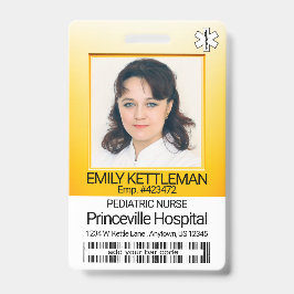 Crachá Foto do Campo Médico - Enfermeira - Amarelo