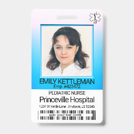 Crachá Foto do Campo Médico - Enfermeira - Azul / Rosa