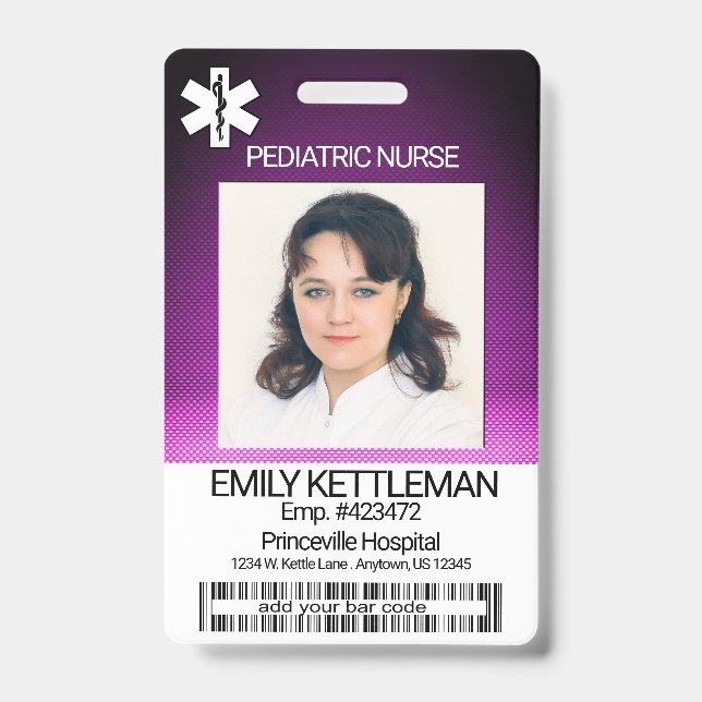 Crachá Foto do Campo Médico - Enfermeira Pediátrica - Rox (Frente)