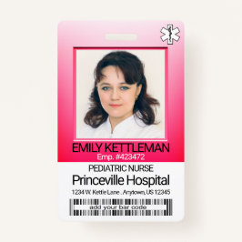 Crachá Foto do Campo Médico - Enfermeira - Rosa