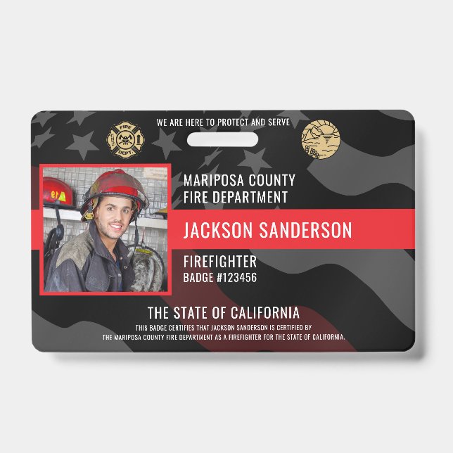 Crachá Foto do corpo de bombeiros Foto do funcionário (Frente)